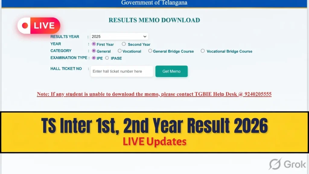 Intermediate Result Date 2026 Telangana link